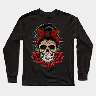 Rockabella Skull with Roses Long Sleeve T-Shirt